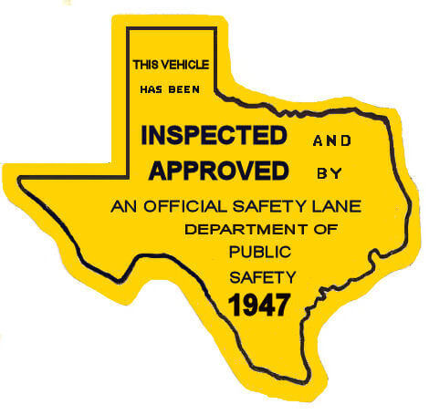 1947 Texas Safety Lane Inspection Sticker